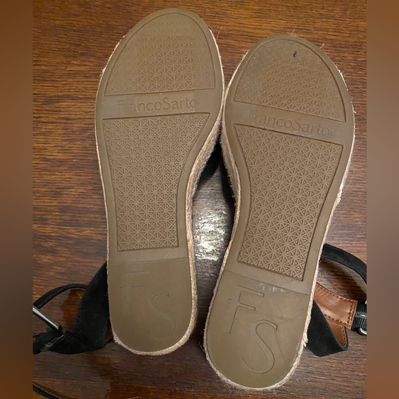 Franco Sarto Black Suede Ankle Strap Wedges - Size 6 - NWOT - Picture 6 of 6